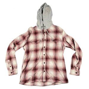 Aeropostale Berries and Cream Hooded Flannel with Drawstring